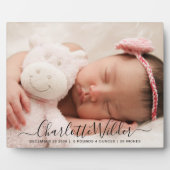 Script Name Baby Foto Birth Stats Plaque Fotoplaat (Voorkant)