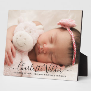 Script Name Baby Foto Birth Stats Plaque Fotoplaat