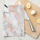 Script Name/Blk Monogram, White & Roos Gold Marble Theedoek (Quarter Fold)