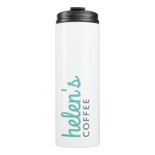 Script Name Coffee Tumbler Custom Gift Blauwgroen Thermosbeker (Voorkant)