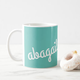 Script Name Custom Gift Blauwgroen Blue White Coff Koffiemok