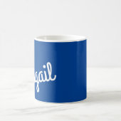 Script Name Custom Gift Navy Blue White Coffee Mok (Center)