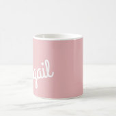 Script Name Custom Gift Pink White Coffee Mok (Center)