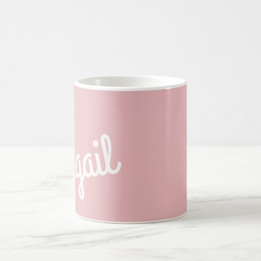 Script Name Custom Gift Pink White Coffee Mok (Center)