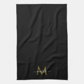 Script Name Elegant Template Black & Gold Monogram Theedoek (Verticaal)