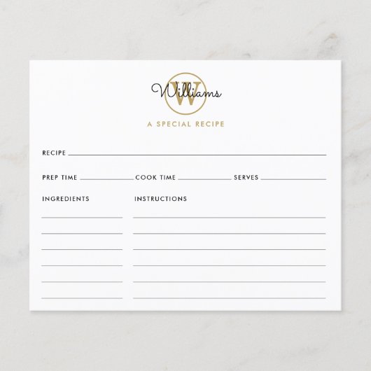 Script Name Gold Monogram Recipcard (Voorkant)