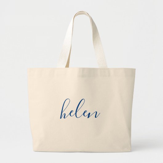 Script Name in Navy Blue Custom Canvas tas (Voorkant)