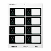 Script Name Large Monogram, Blauwgroen & Zwart Ver Etiket (Full Sheet)