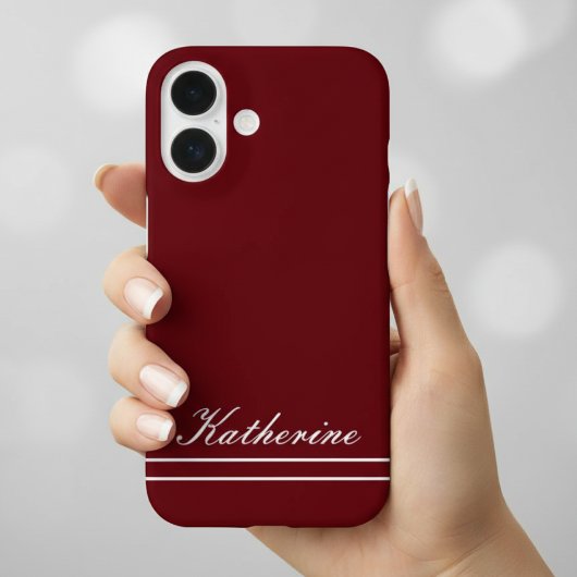 Script Name Minimalist Burgundy Red Case-Mate iPhone Case