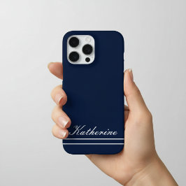 Script Name Minimalist Navy Blue iPhone 16 Pro Max Hoesje