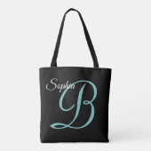 Script Name & Monogram op Black Tote Bag (Achterkant)
