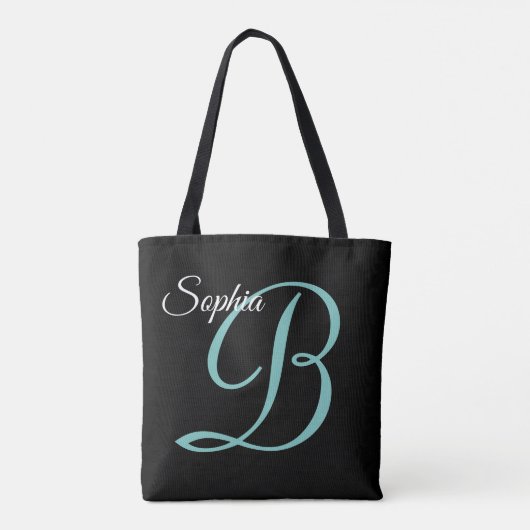 Script Name & Monogram op Black Tote Bag (Achterkant)