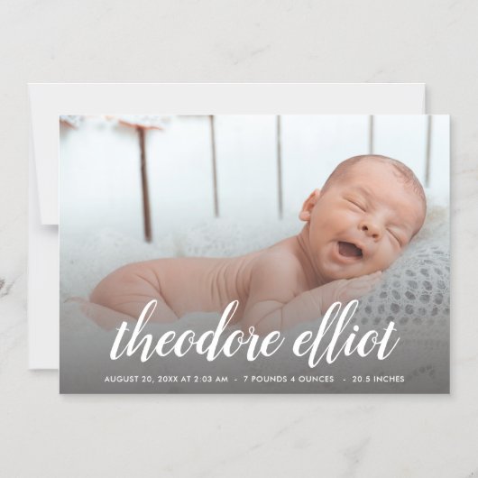 Script Name Photo Magnetic Birth Aankondiging (Voorkant)