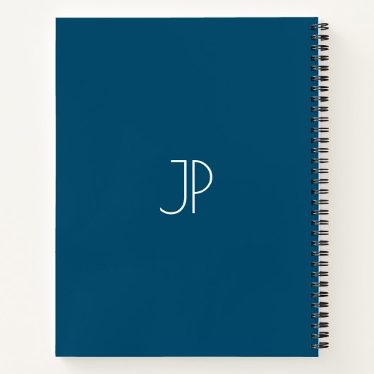 Script Name Sjabloon Monogram Ocean Blue Softcover Notitieboek (Achterkant)