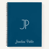 Script Name Sjabloon Monogram Ocean Blue Softcover Notitieboek (Voorkant)