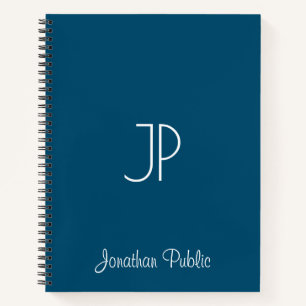 Script Name Sjabloon Monogram Ocean Blue Softcover Notitieboek