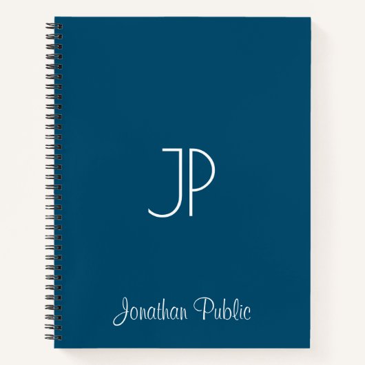 Script Name Sjabloon Monogram Ocean Blue Softcover Notitieboek (Voorkant)