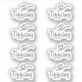 Script Name Sticker met hart Vinyl Sticker (Voorkant)