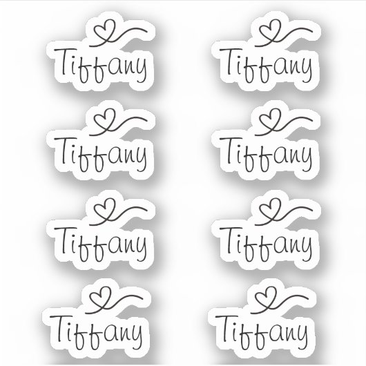 Script Name Sticker met hart Vinyl Sticker (Voorkant)
