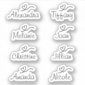 Script Name Sticker met hart Vinyl Sticker (Voorkant)