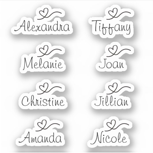 Script Name Sticker met hart Vinyl Sticker (Voorkant)