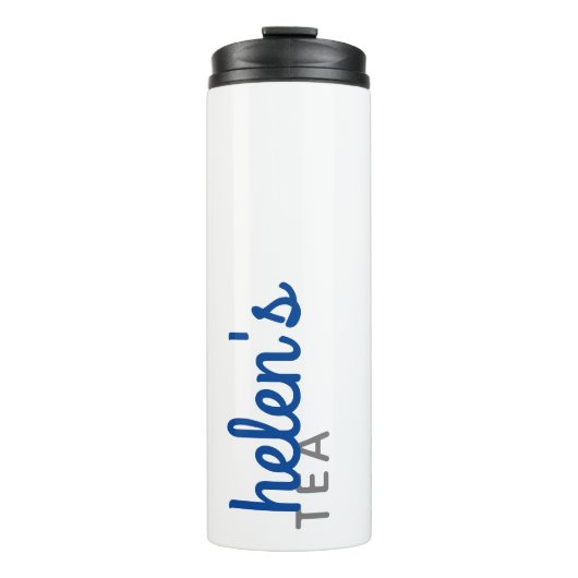 Script Name Tea Tumbler Custom Gift in Navy Blue Thermosbeker (Voorkant)