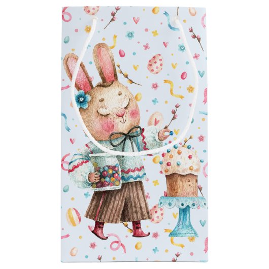 Script Name Waterverf Bunny Easter Pattern Klein Cadeauzakje (Achterkant)