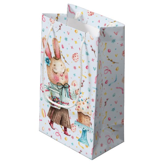 Script Name Waterverf Bunny Easter Pattern Klein Cadeauzakje (Achterkant Gekanteld)