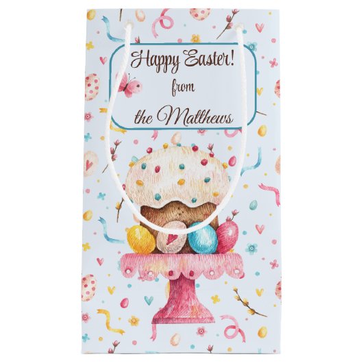 Script Name Waterverf Bunny Easter Pattern Klein Cadeauzakje (Voorkant)