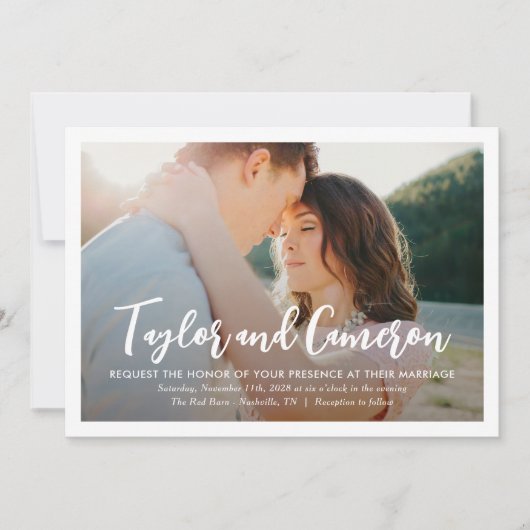 Script Namen Eenvoudige foto bruiloft uitnodiging (Voorkant)