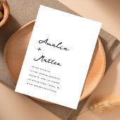 Script Namen Minimalist Clean Plain White Wedding Kaart