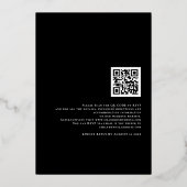 Script Namen QR Code Huwelijk Zwart Luxe Folie Uitnodiging (Achterkant)