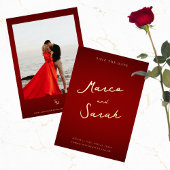 Script Namen | Rood en Gouden Trouw Save the Date Folie Uitnodiging