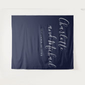 Script Navy Blau Huwelijksfotocabine Achtergrond Wandkleed (Voorkant (horizontaal))