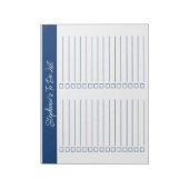Script Navy Blue 8.5x11 Tweecoloms Checklist Notitieblok (Linkerzijde)