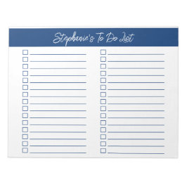 Script Navy Blue 8.5x11 Tweecoloms Checklist Notitieblok