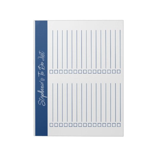 Script Navy Blue 8.5x11 Two Column Checklist Notitieblok (Linkerzijde)