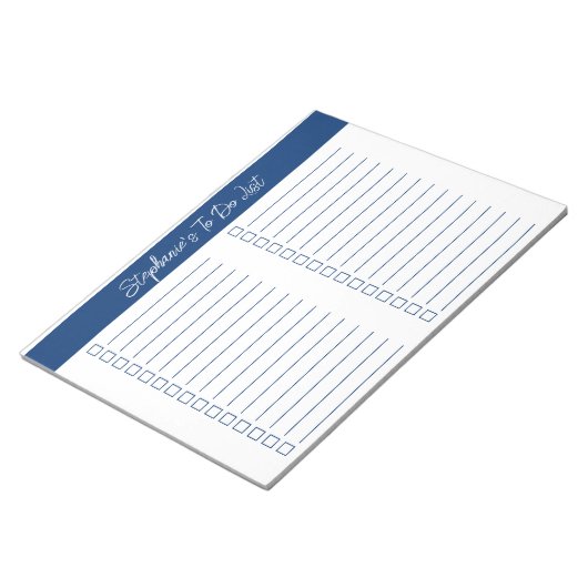Script Navy Blue 8.5x11 Two Column Checklist Notitieblok (Schuin)