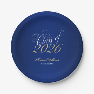 Script Navy Blue Faux Gold 2025 Afstudeerfeest Papieren Bordje