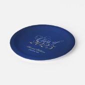 Script Navy Blue Faux Gold 2025 Afstudeerfeest Papieren Bordje (Gekanteld)