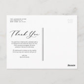 Script Navy Blue Twee foto bruiloft dank u Briefkaart (Achterkant)