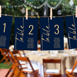 Script Navy Gold Tafel Nummer Namen Zitting Grafie Kaart