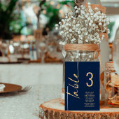 Script Navy Gold Tafel Nummer Namen Zitting Grafie Kaart