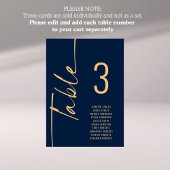 Script Navy Gold Tafel Nummer Namen Zitting Grafie Kaart