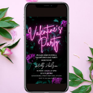 Script Neon Valentijnsdag Party Uitnodiging