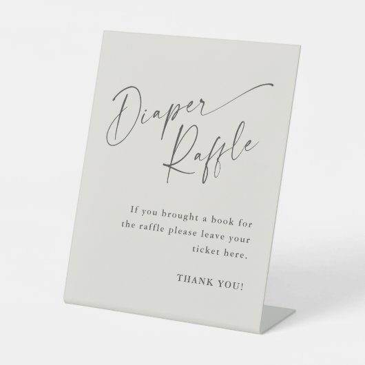 Script Neutraal Baby shower Luier Raffle Reclamebord Met Voetstuk (Voorkant)