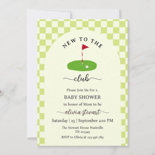 Script nieuw voor de club golf Baby Shower Kaart (Voorkant)