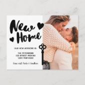 Script Nieuwe Home fototoets bewegende aankondigin Aankondigingskaart (Voorkant)