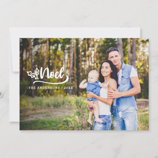 Script Noel Photo Moderne Vakantie Fotokaarten Feestdagenkaart (Voorkant)