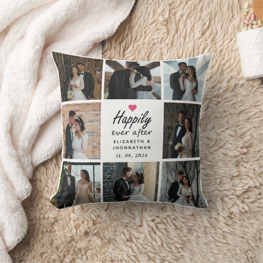 Script nog lang en gelukkig na Pink Heart Photo Co Kussen (Deken)